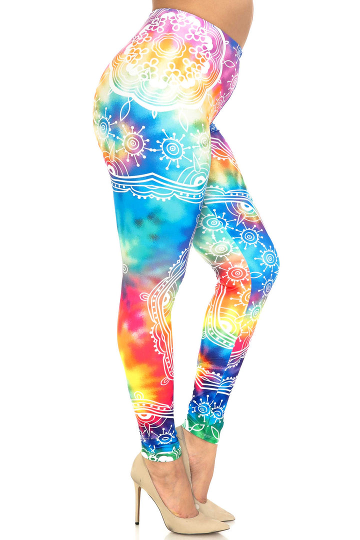 Creamy Soft California Tie Dye Extra Plus Size Leggings - 3X-5X - By USA Fashion