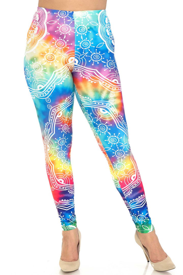 Creamy Soft California Tie Dye Extra Plus Size Leggings - 3X-5X - By USA Fashion