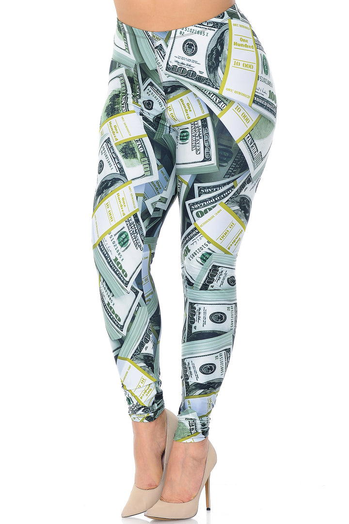 Creamy Soft Cash Money Extra Plus Size Leggings - 3X-5X - USA Fashion