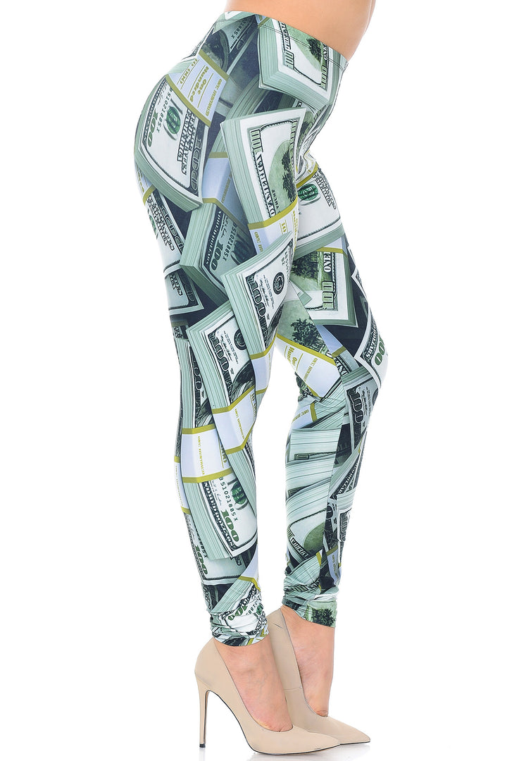 Creamy Soft Cash Money Extra Plus Size Leggings - 3X-5X - USA Fashion