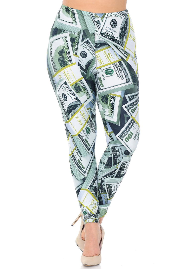 Creamy Soft Cash Money Extra Plus Size Leggings - 3X-5X - USA Fashion