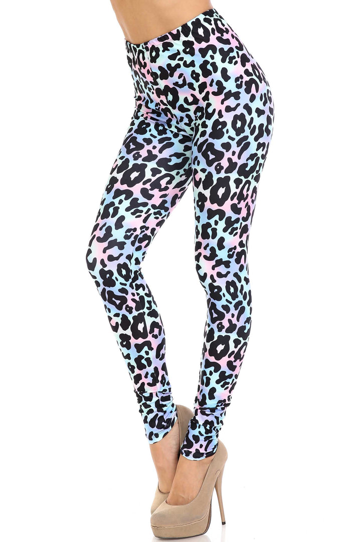 Creamy Soft Chromatic Leopard Extra Plus Size Leggings - 3X-5X - By USA Fashion