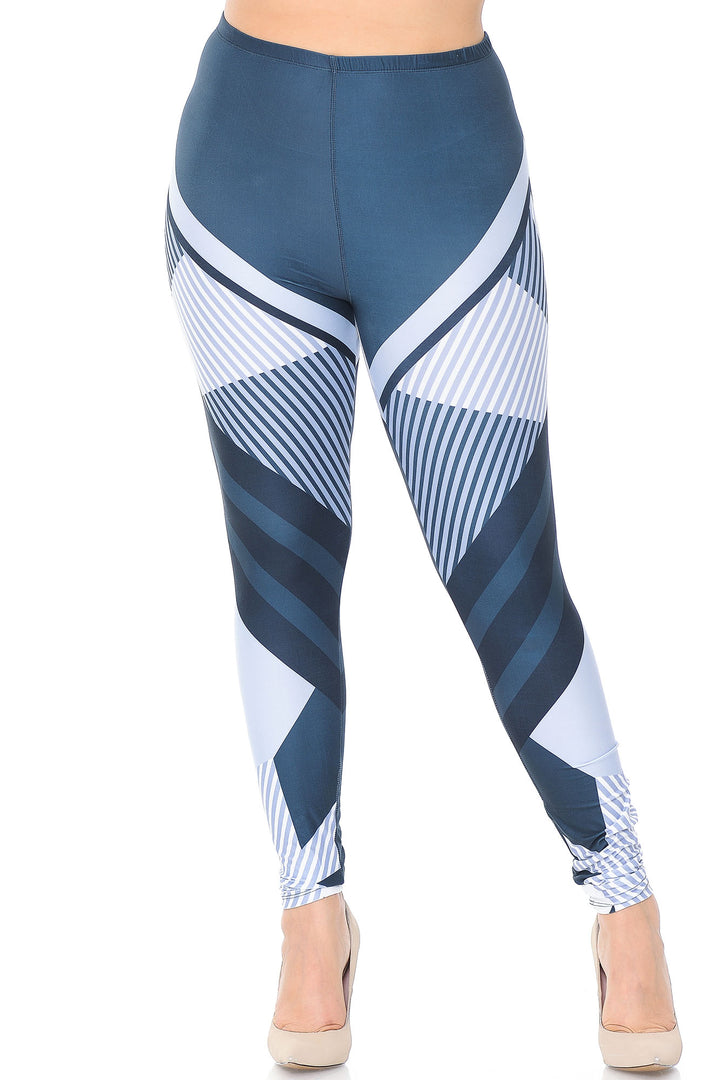 Creamy Soft Contour Angles Extra Extra Plus Size Leggings - 3X-5X - USA Fashion