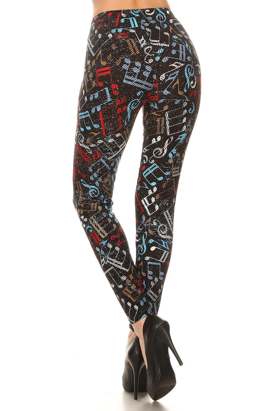 Buttery Smooth Colorful Music Note Extra Plus Size Leggings - 2X-4X