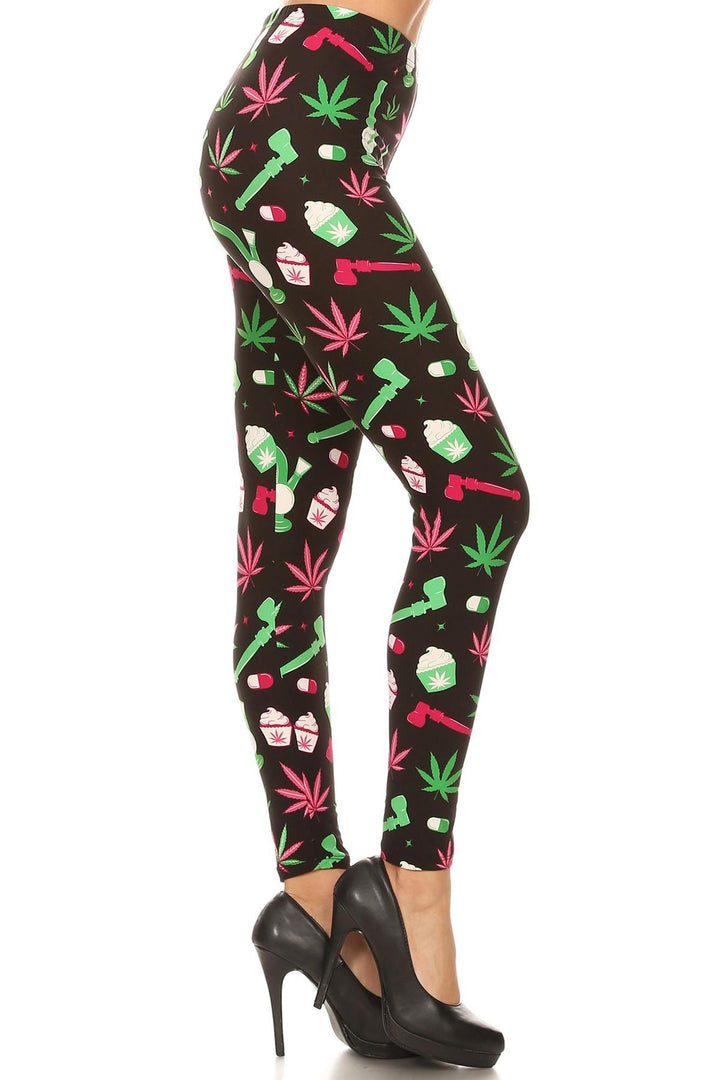 Buttery Smooth Marijuana Esprit Extra Extra Plus Size Leggings - 3X-5X