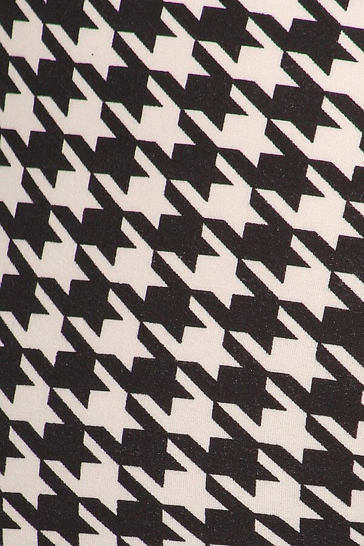 Buttery Smooth Black and White Houndstooth Extra Plus Size Leggings - 3X-5X
