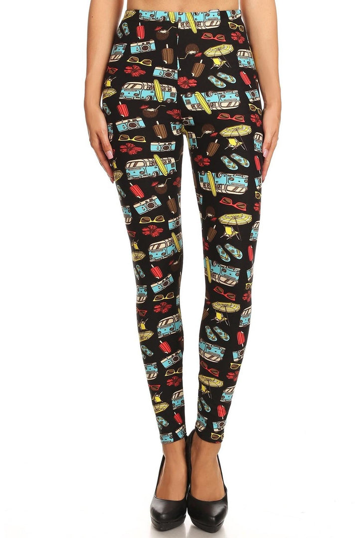 Buttery Smooth Hippy Van Summer Holiday Extra Plus Size Leggings - 3X-5X