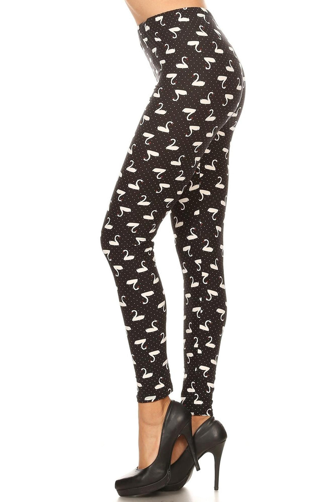 Buttery Smooth Polka Dot Swan Extra Plus Size Leggings - 3X-5X