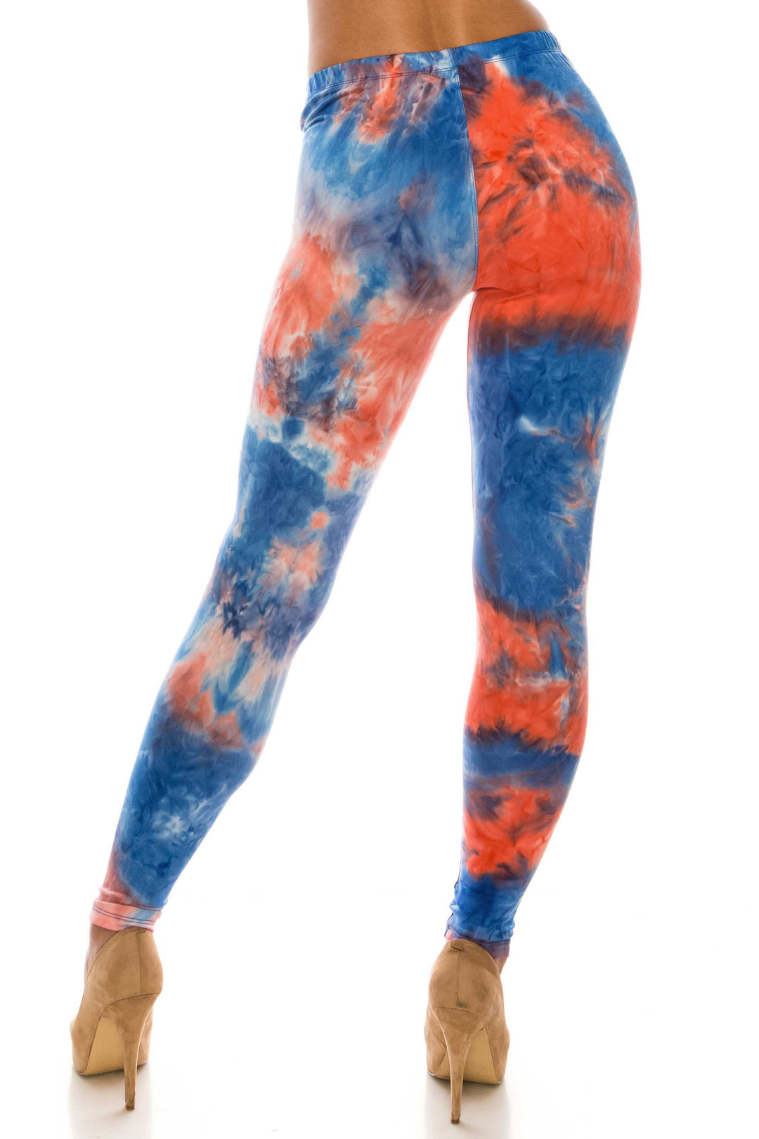 Buttery Smooth Red and Blue Tie Dye Extra Plus Size Leggings - 3X-5X