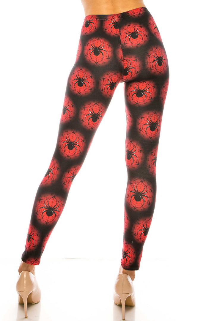 Creamy Soft Black Widow Spider Web Extra Plus Size Leggings - 3X-5X - USA Fashion