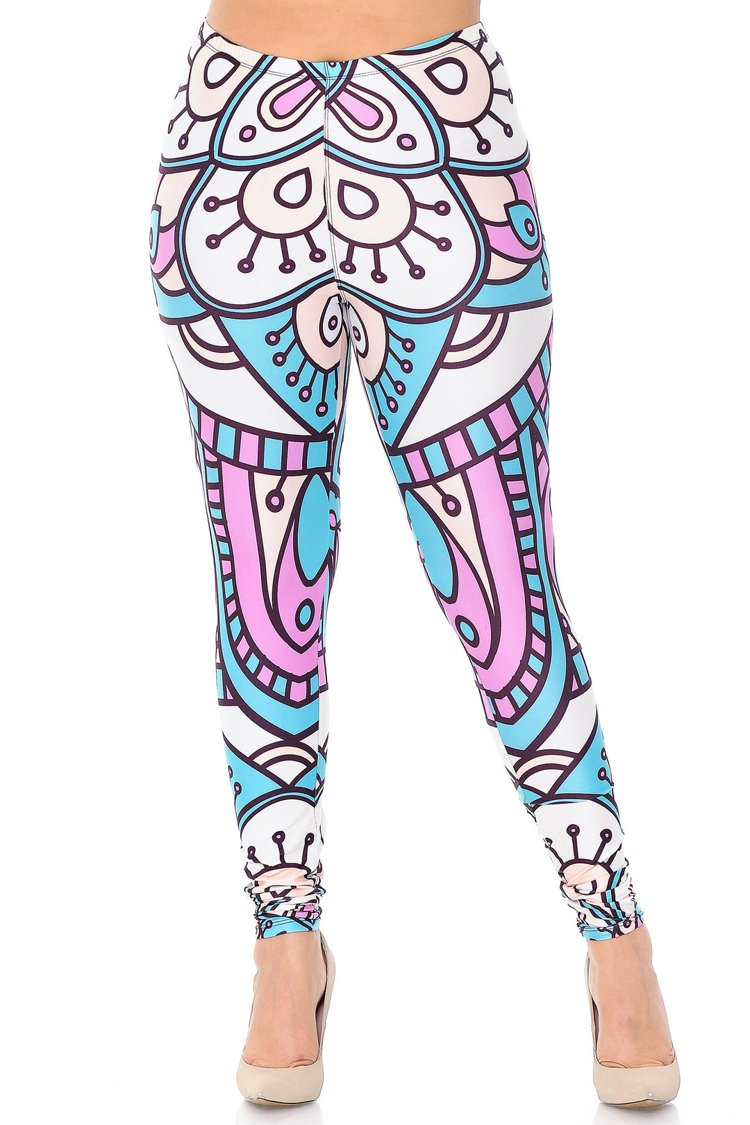 Creamy Soft Cute Mandala Extra Plus Size Leggings - 3X-5X - USA Fashion