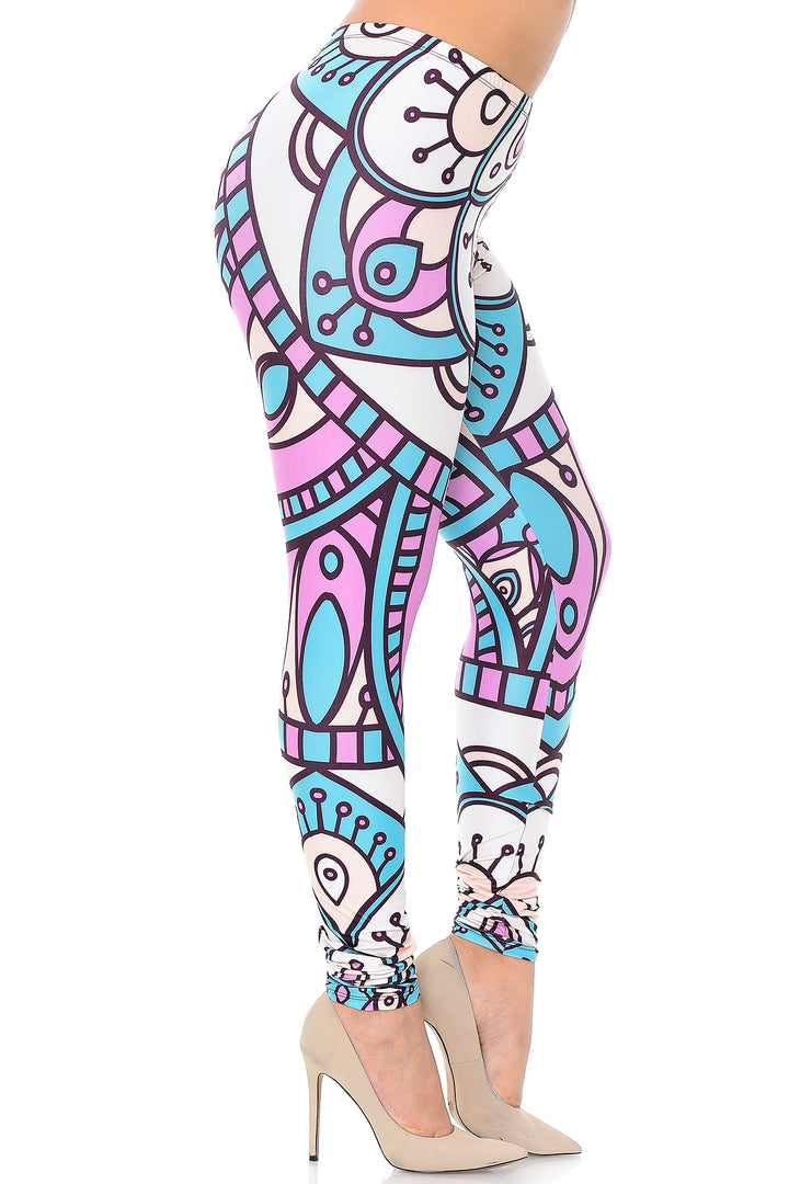 Creamy Soft Cute Mandala Extra Plus Size Leggings - 3X-5X - USA Fashion