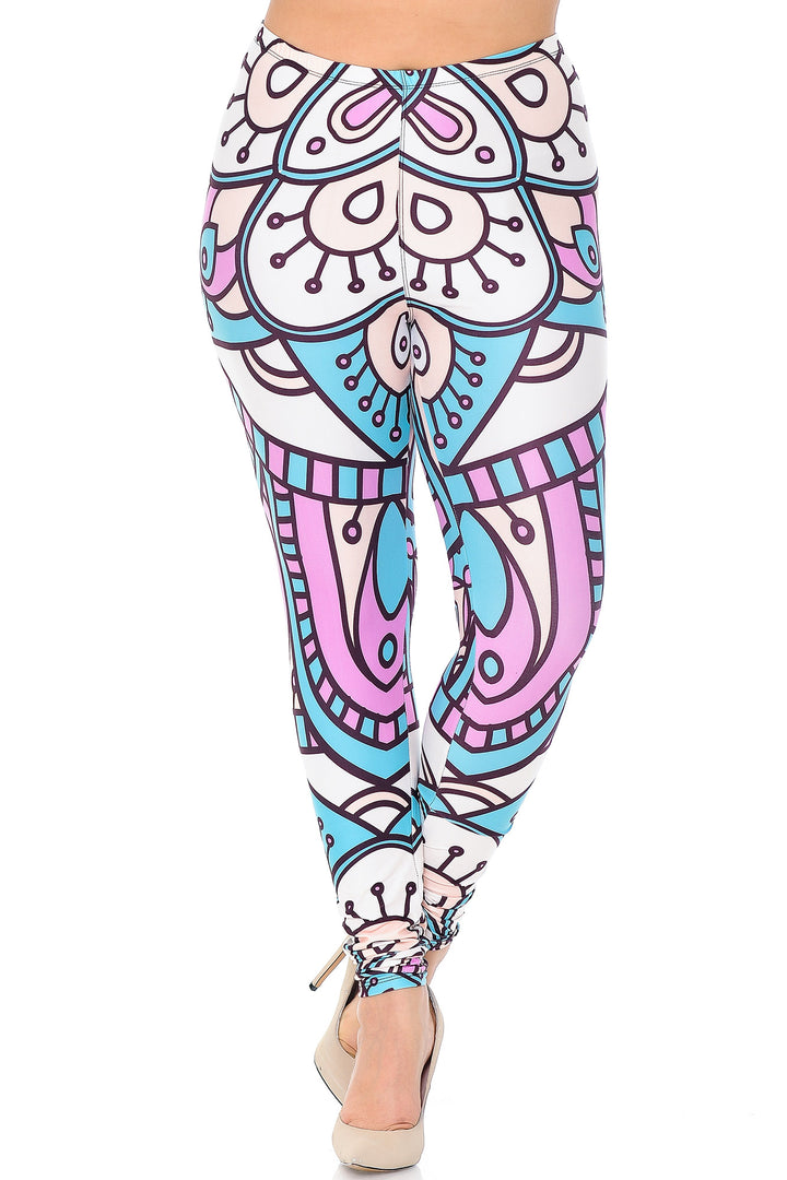 Creamy Soft Cute Mandala Extra Plus Size Leggings - 3X-5X - USA Fashion