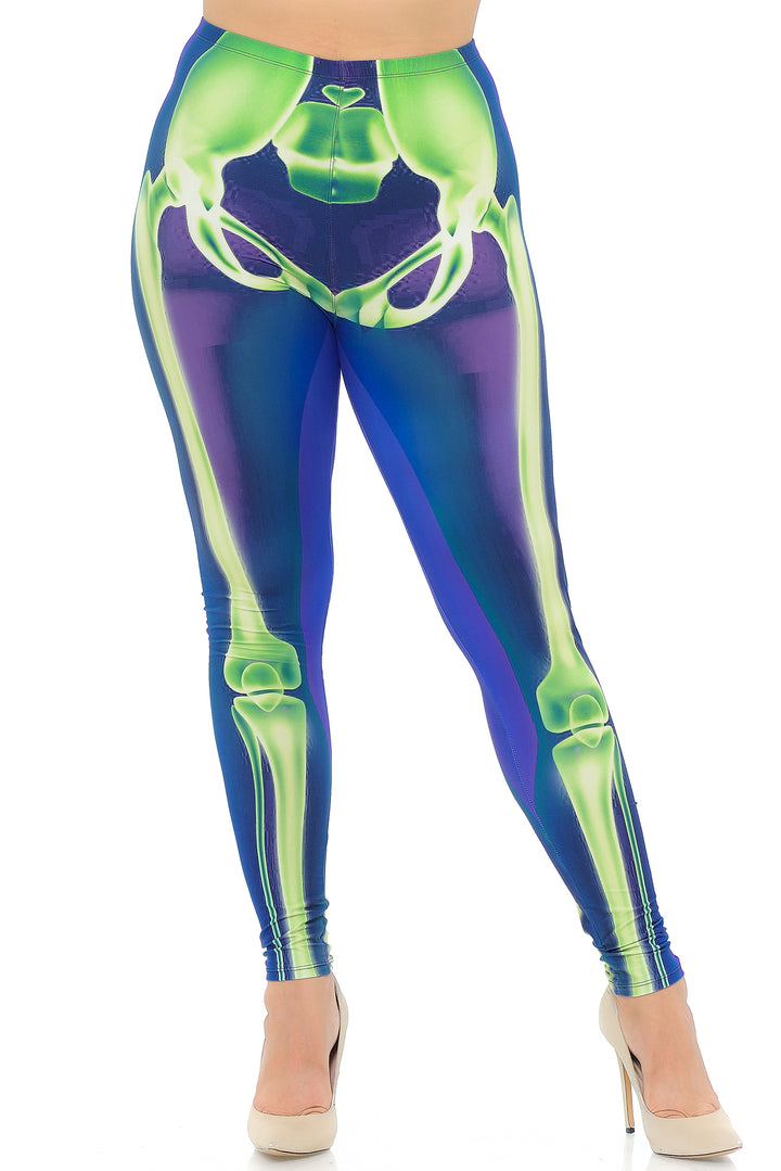 Creamy Soft Chernobyl Skeleton Bones Extra Plus Size Leggings - 3X-5X - USA Fashion