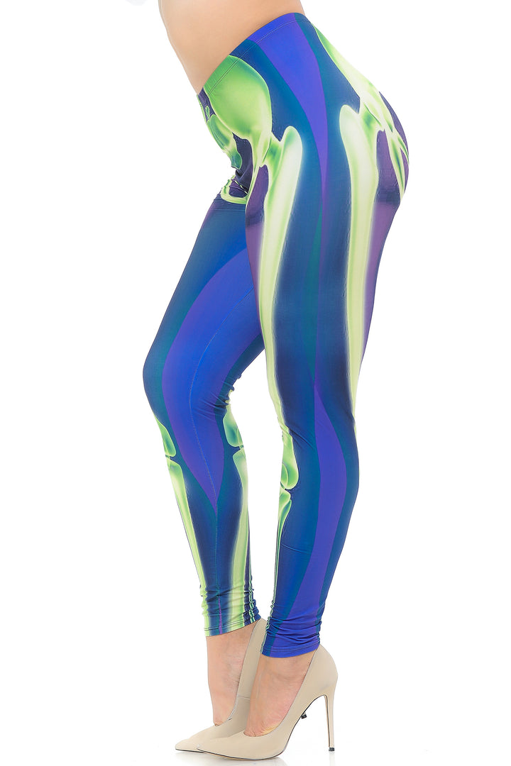 Creamy Soft Chernobyl Skeleton Bones Extra Plus Size Leggings - 3X-5X - USA Fashion