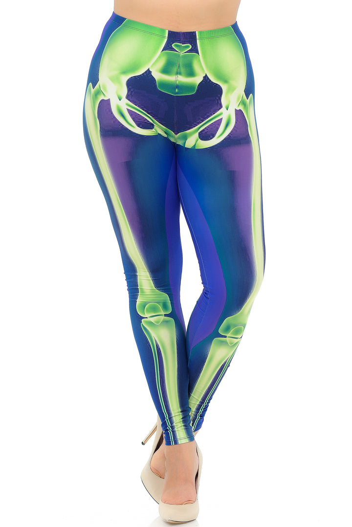 Creamy Soft Chernobyl Skeleton Bones Extra Plus Size Leggings - 3X-5X - USA Fashion