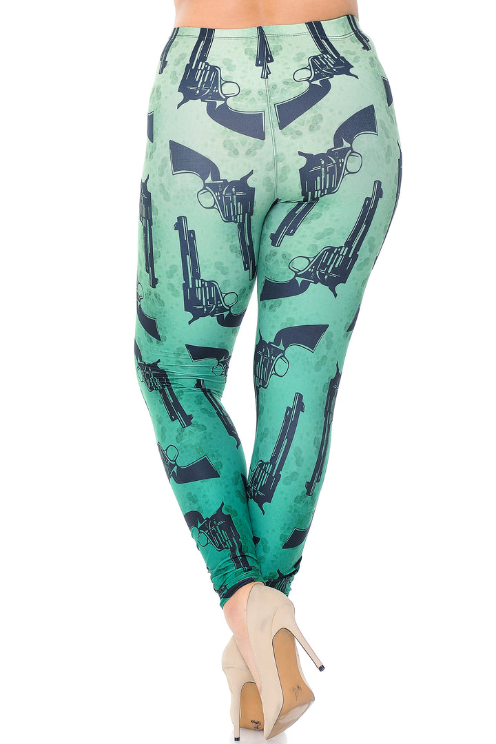 Creamy Soft Ombre Green Guns Extra Extra Plus Size Leggings - 3X-5X - USA Fashion