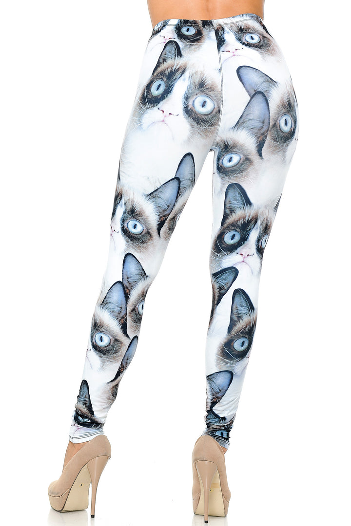 Creamy Soft Grumpy Cat Extra Plus Size Leggings - 3X-5X - USA Fashion