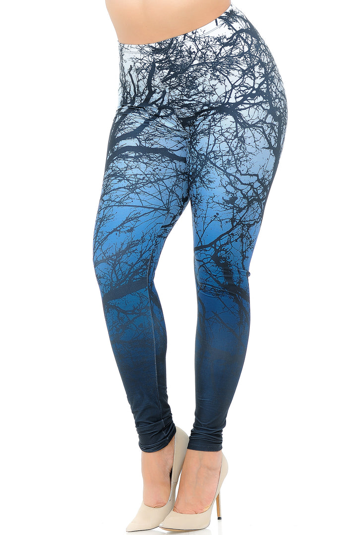 Creamy Soft Ombre Forest Extra Plus Size Leggings - 3X-5X - USA Fashion
