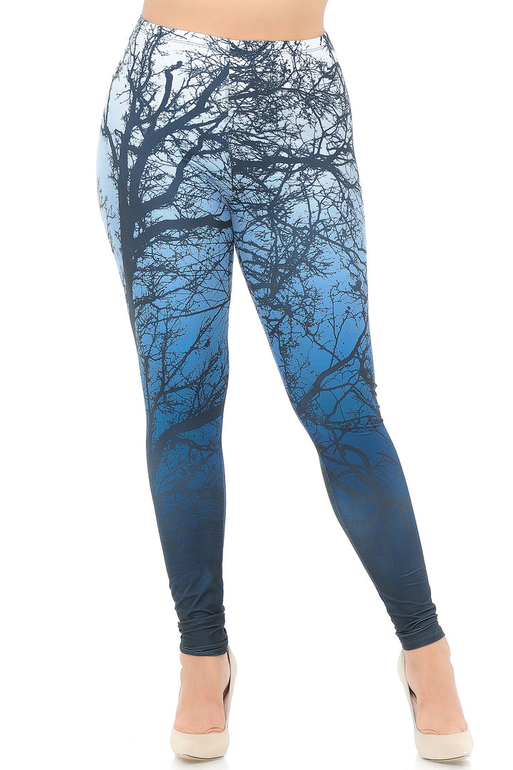 Creamy Soft Ombre Forest Extra Plus Size Leggings - 3X-5X - USA Fashion