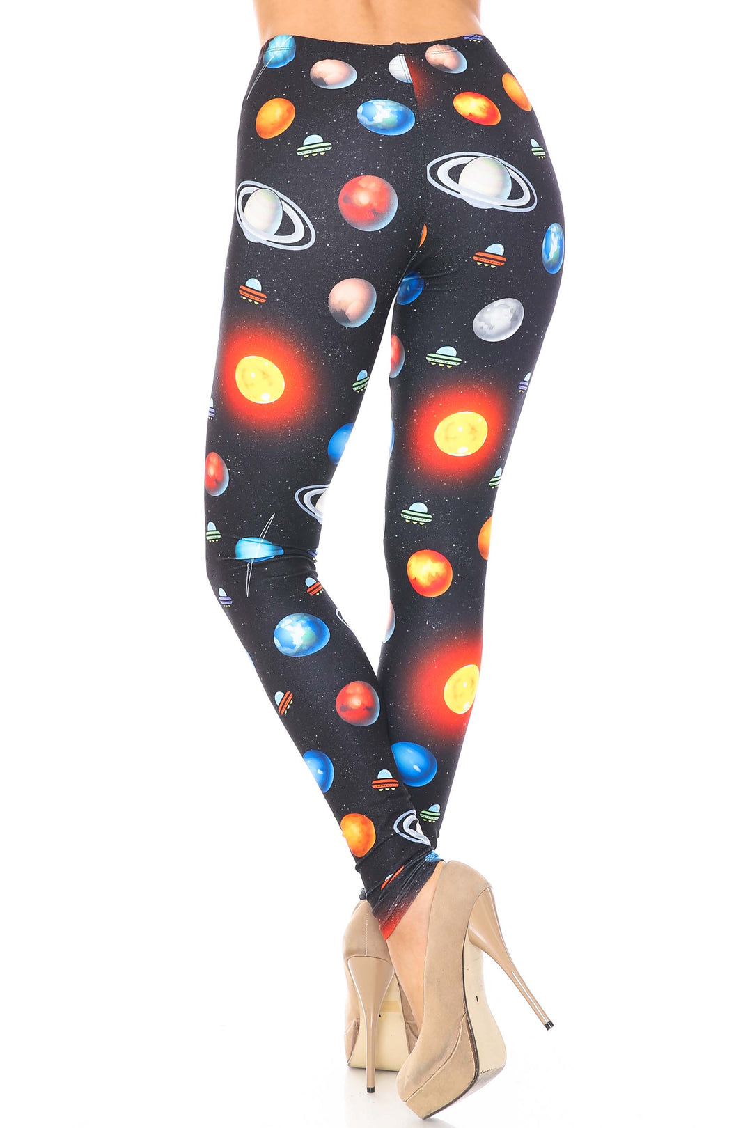 Creamy Soft Galaxy Planets Extra Plus Size Leggings - 3X-5X - USA Fashion