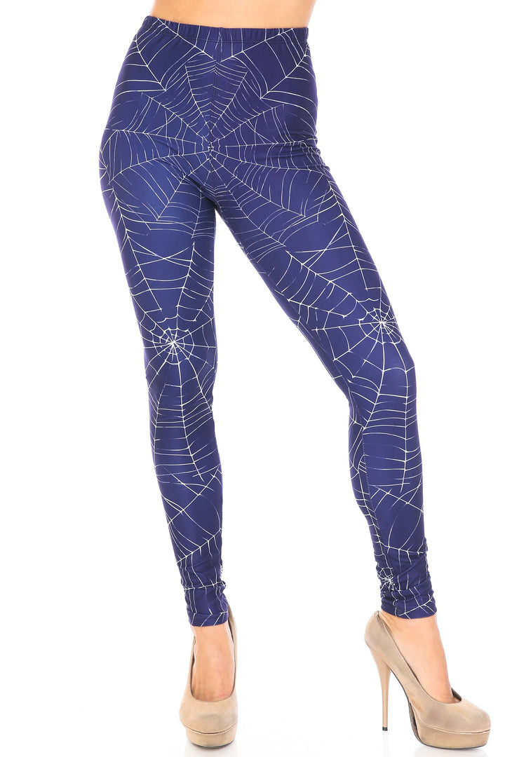 Creamy Soft Spiderwebs Halloween Extra Plus Size Leggings - 3X-5X - By USA Fashion