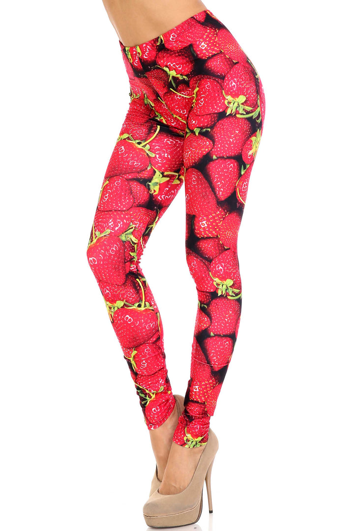 Creamy Soft Strawberry Extra Plus Size Leggings - 3X-5X - USA Fashion