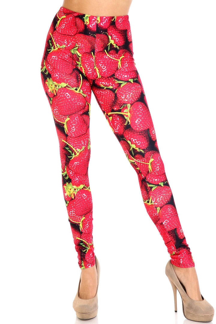 Creamy Soft Strawberry Extra Plus Size Leggings - 3X-5X - USA Fashion