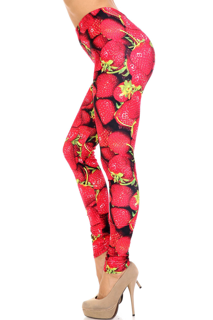 Creamy Soft Strawberry Extra Plus Size Leggings - 3X-5X - USA Fashion