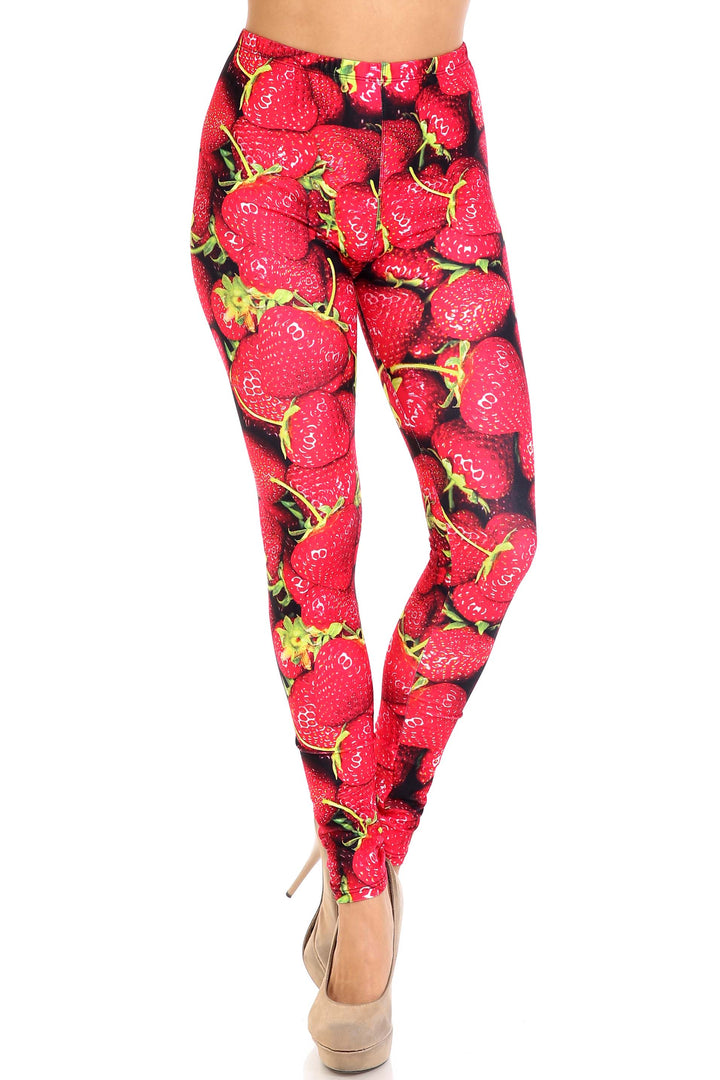 Creamy Soft Strawberry Extra Plus Size Leggings - 3X-5X - USA Fashion