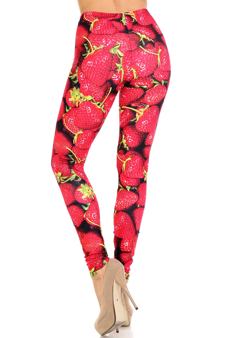 Creamy Soft Strawberry Extra Plus Size Leggings - 3X-5X - USA Fashion