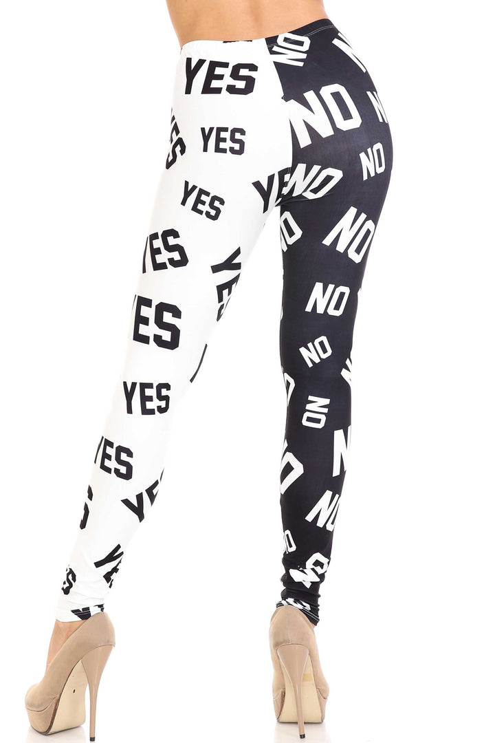 Creamy Soft Yes and No Extra Plus Size Leggings - 3X-5X - By USA Fashion