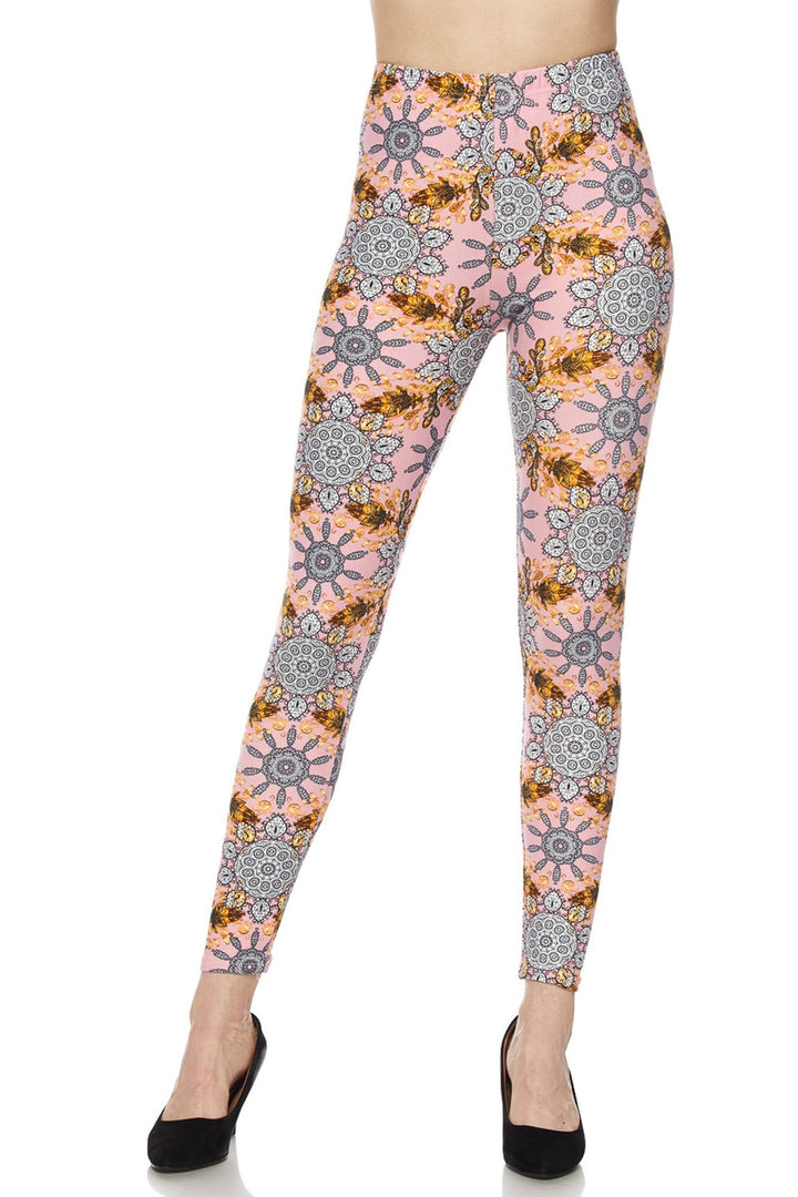 Buttery Smooth Plus Size Gorgeous Pink Motif Leggings