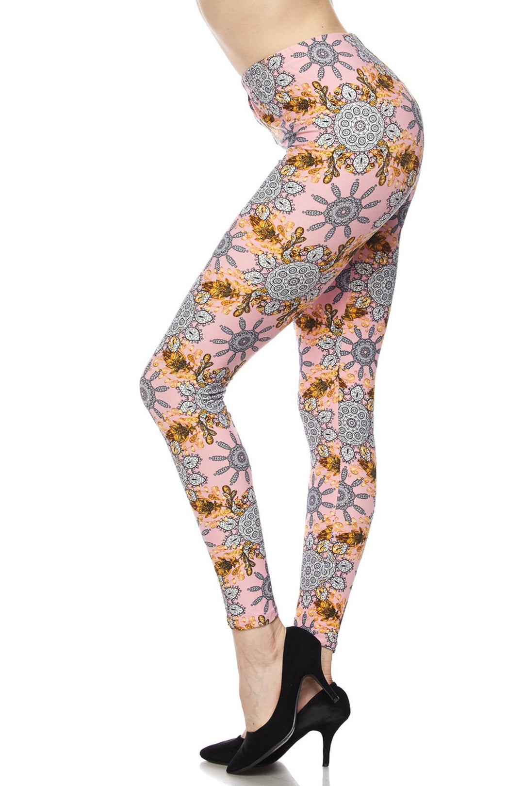 Buttery Smooth Plus Size Gorgeous Pink Motif Leggings