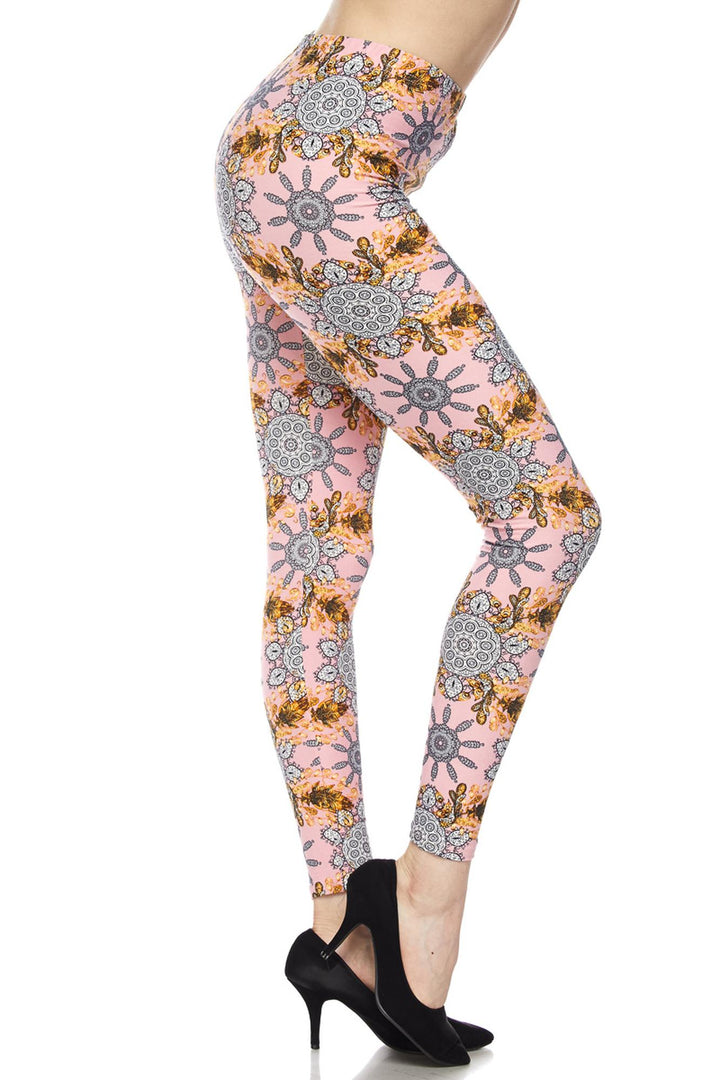 Buttery Smooth Plus Size Gorgeous Pink Motif Leggings