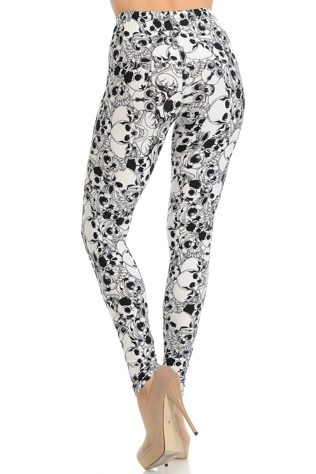 Buttery Smooth White Layers of Skulls Leggings