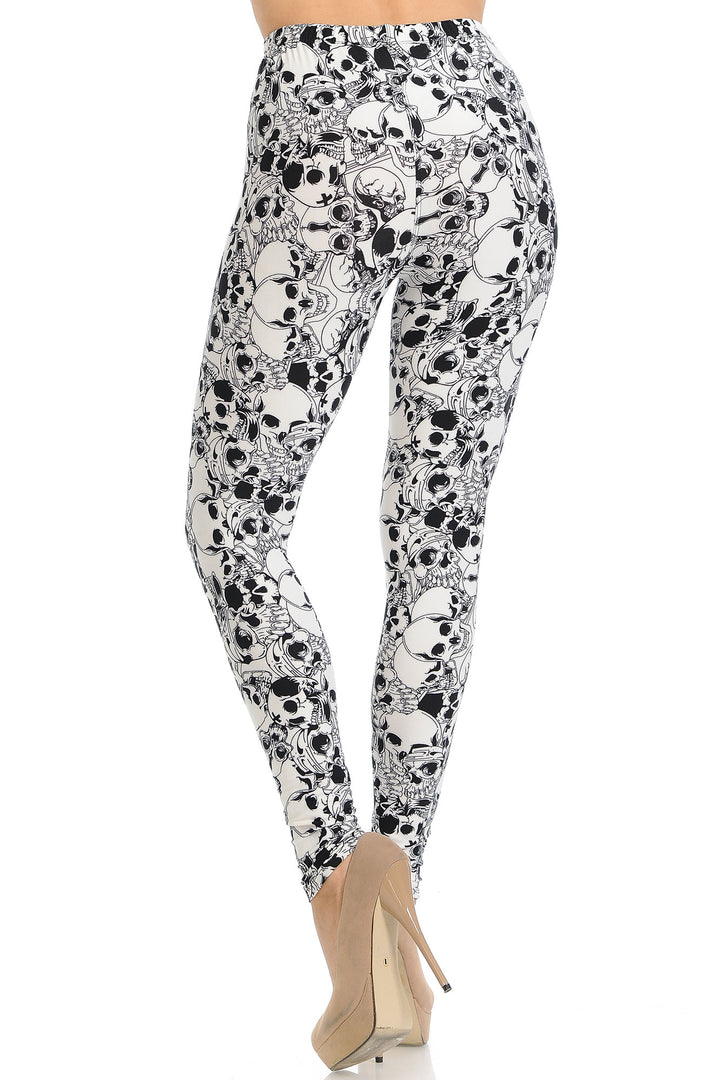 Buttery Smooth White Layers of Skulls Leggings
