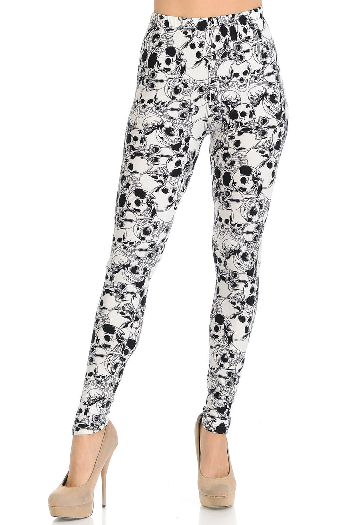 Buttery Smooth White Layers of Skulls Leggings
