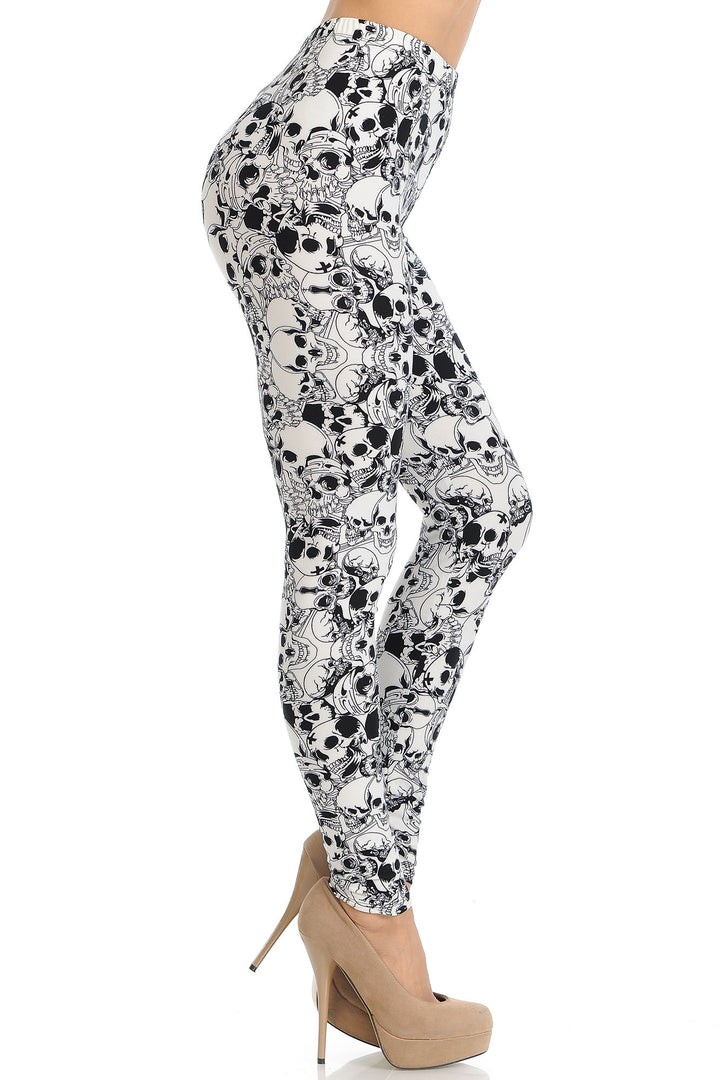 Buttery Smooth White Layers of Skulls Leggings