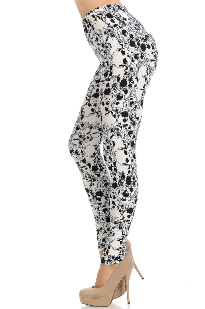 Buttery Smooth White Layers of Skulls Leggings