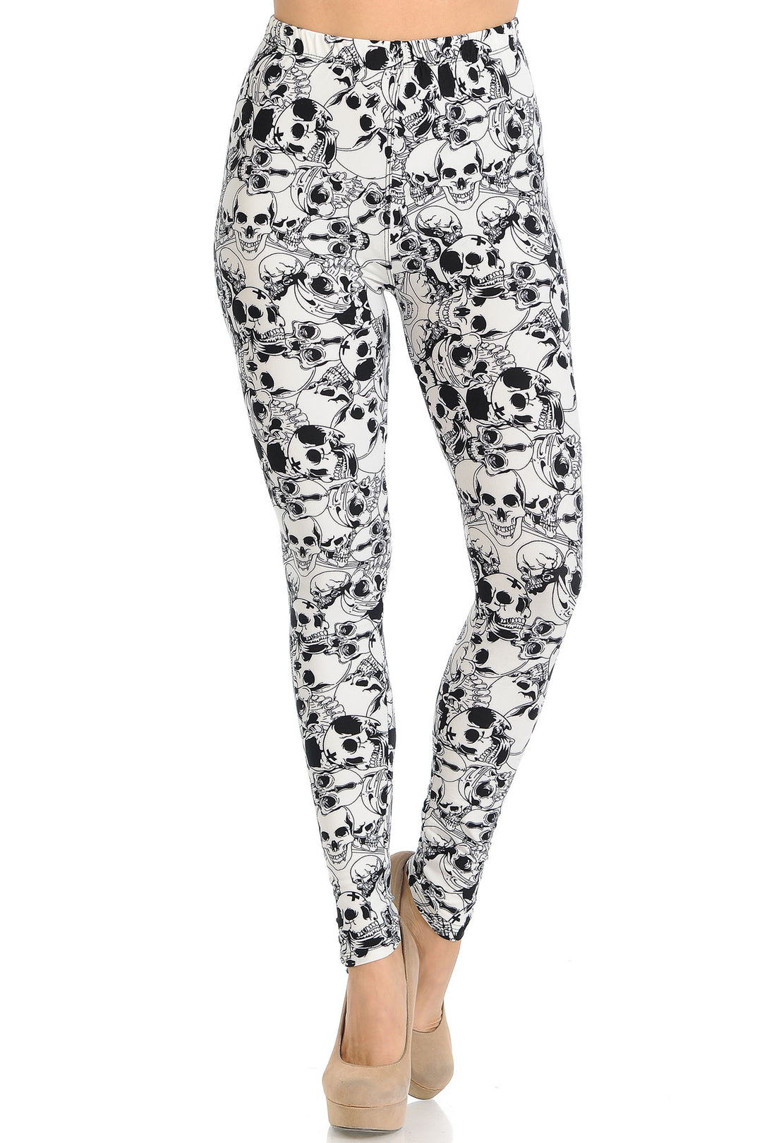 Buttery Smooth White Layers of Skulls Leggings