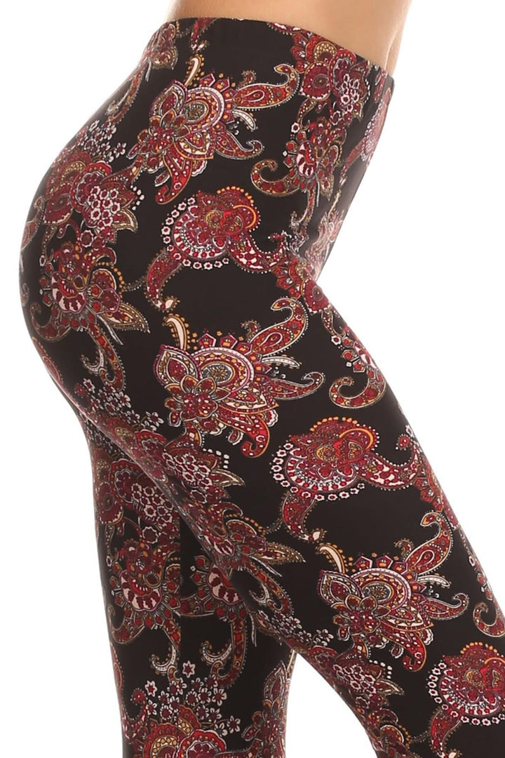 Buttery Smooth Cranberry Paisley Leggings
