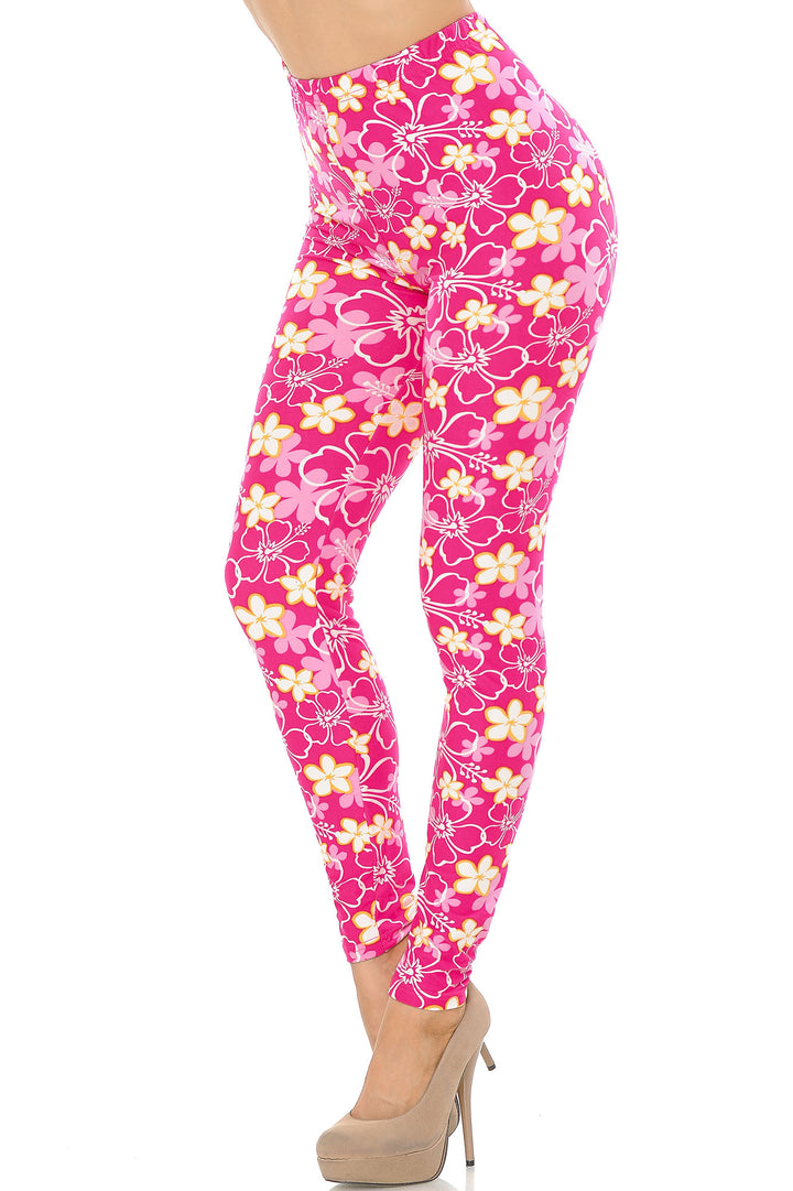 Buttery Smooth Pink Daisy Leggings