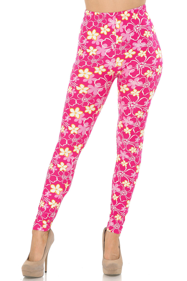 Buttery Smooth Pink Daisy Leggings
