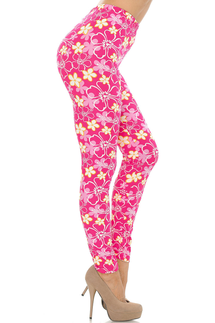 Buttery Smooth Pink Daisy Leggings