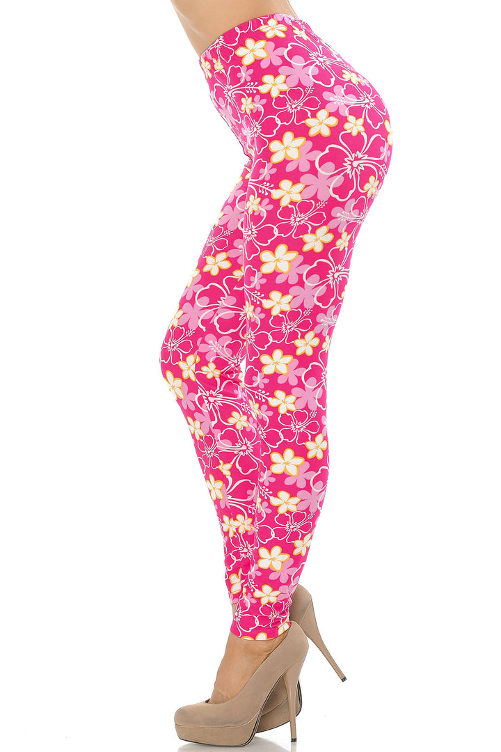 Buttery Smooth Pink Daisy Leggings