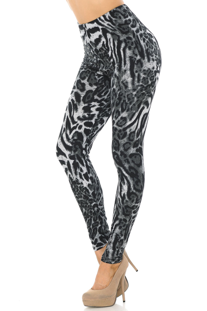 Buttery Smooth Black and White Siberian Tiger Leggings