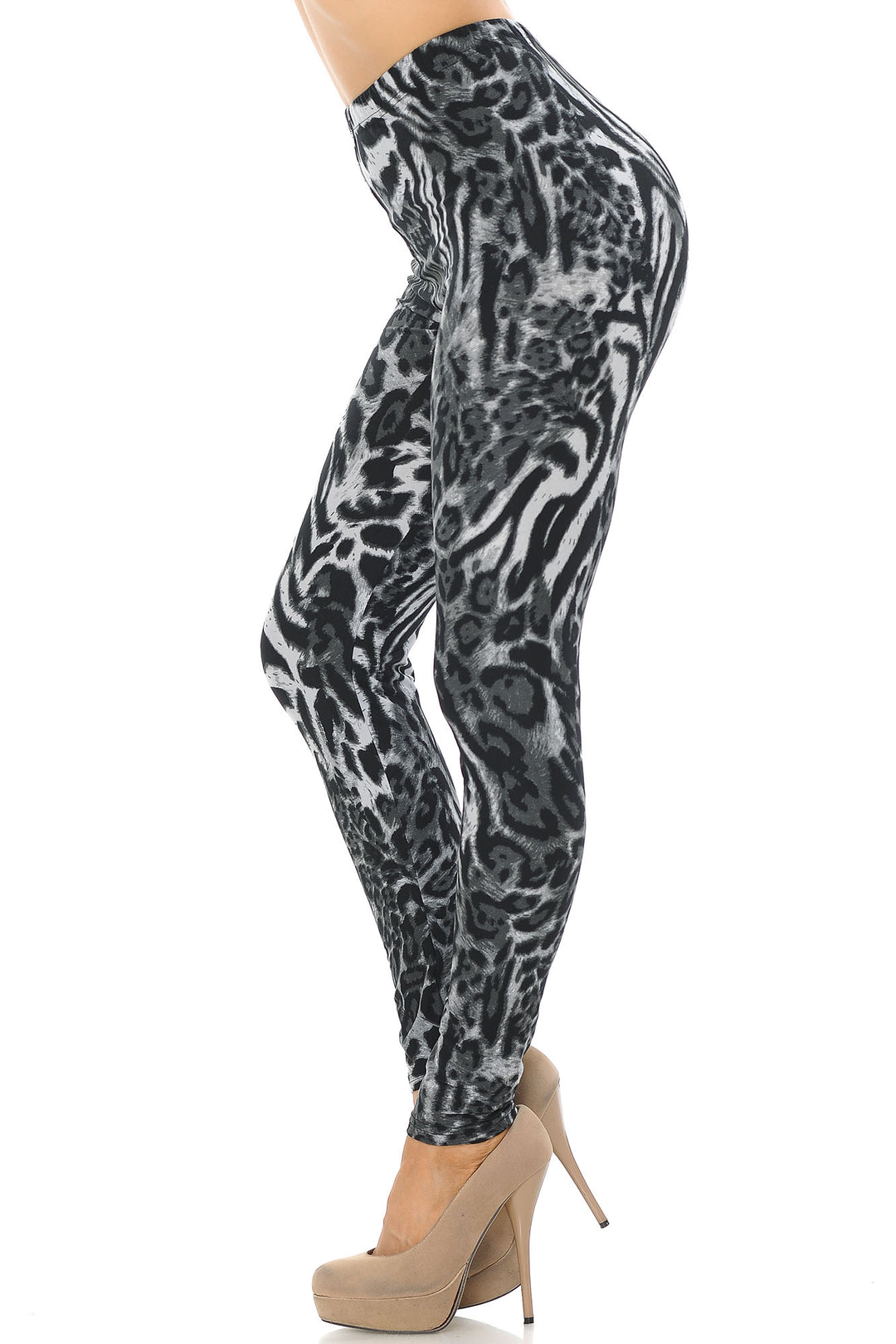 Buttery Smooth Black and White Siberian Tiger Leggings