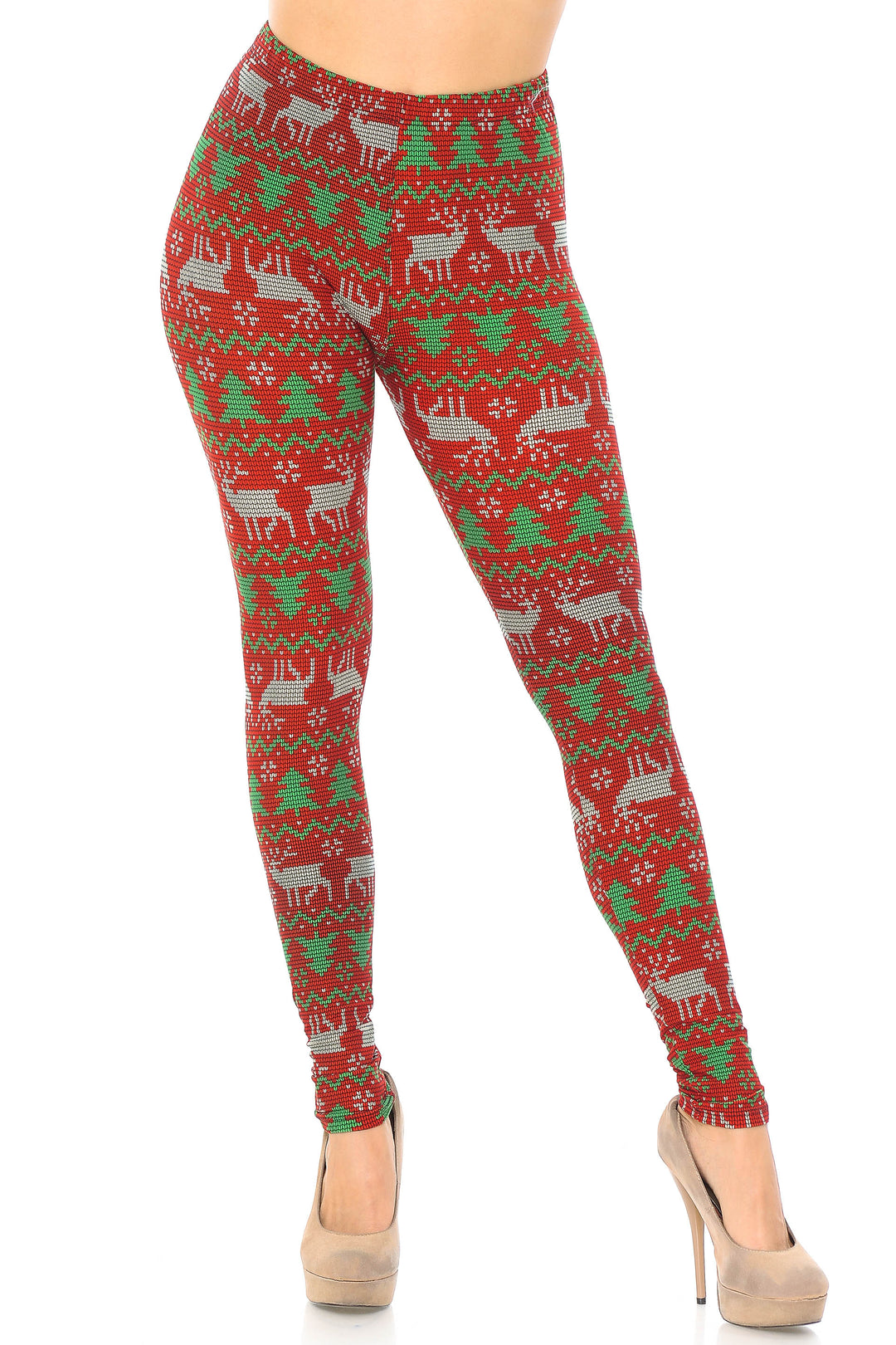 Buttery Smooth Faux Knit Reindeer and Holiday Tree Leggings