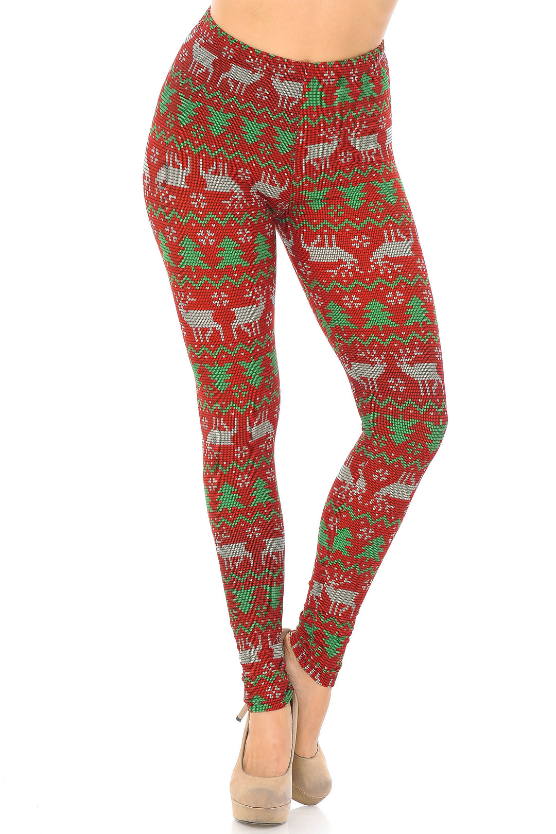 Buttery Smooth Faux Knit Reindeer and Holiday Tree Leggings